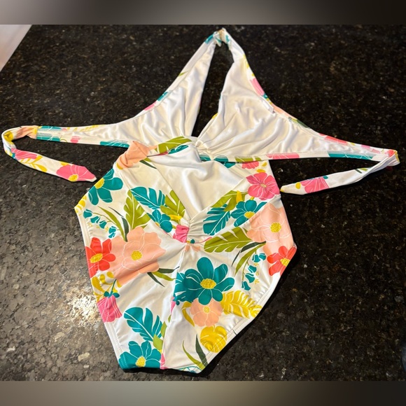 Kate Spade Tropical Floral Knotted Halter One-Piece Swimsuit $148 Sz LARGE (12) - Picture 4 of 8
